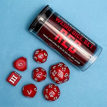 dcc day 2022 red dice of the fallen gods Olathvee’s Heartmad Hexahedrons